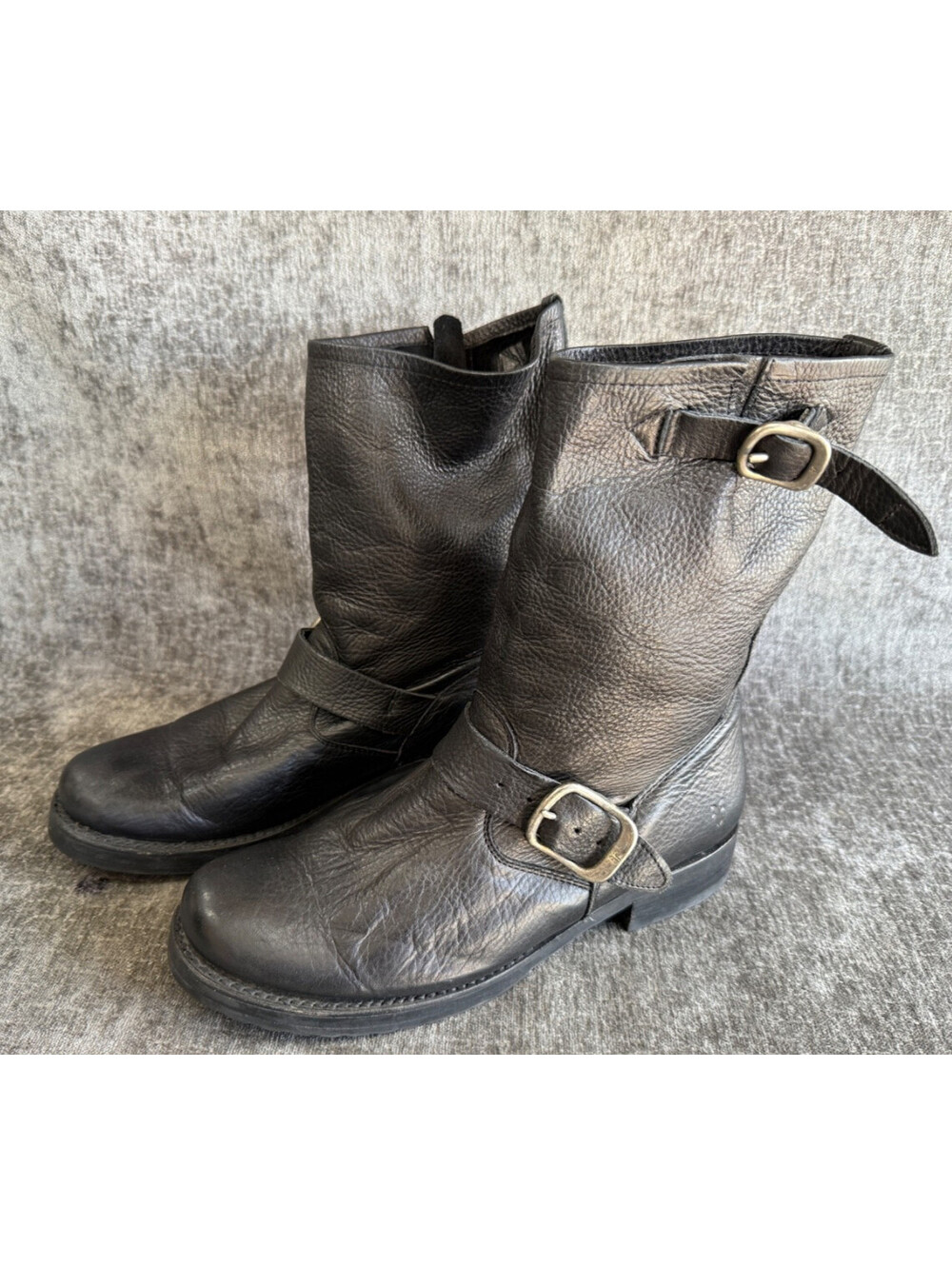 Frye Veronica Short Leather Biker Boots Black Womens Size 7.5 B 76509